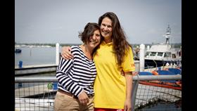 Tina West and RNLI lifeguard Tarryn Brown