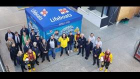Volunteer crew from Cork RNLI stations at Cork Airport water safety event.