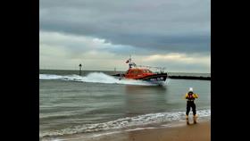 ‘RNLB Chris and Jo West’ 13-52 moments before first beaching in Clacton.