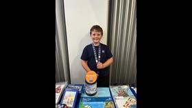 Daniel Wood with his Blue Peter Silver Badge