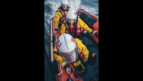The photo shows the volunteer RNLI crew from Barry Dock on the D class on exercise.