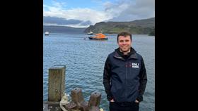 Robert pictured with Portree lifeboat Stanley Watson Barker in the background.