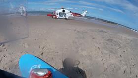 Helicopter on beach.