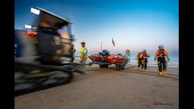 Bridlington RNLI inshore lifeboat 'Ernie Wellings' being recovered.