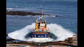 Sennen Cove Tamar Class Lifeboat ' City of London III' returning to Sennen Cove launching. Taken on a previous occasion.
