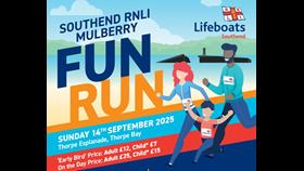 Promotional flyer for Southend RNLI Mulberry fun run