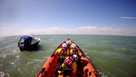 The Whitstable lifeboat approaches the motor cruiser with engine problems on Tuesday afternoon. Picture: RNLI Whitstable.
