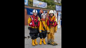 Children dressed up in RNLI crew kit at Bridlington Lifeboat Station at the 2024 ‘Crew for a day for kids’ event