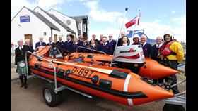 Ken Brown (donor of Margaret Olive) with RNLI Montrose lifeboat crew