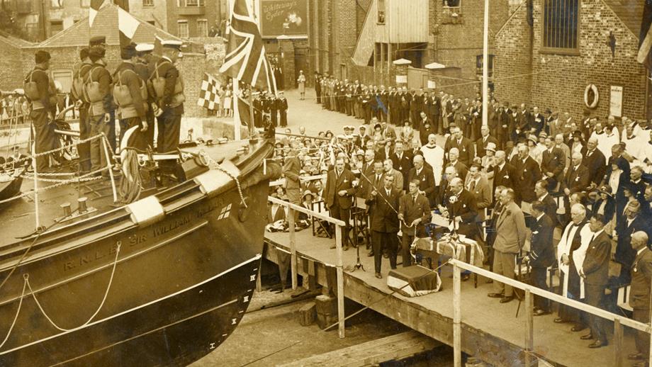 Edward, Prince of Wales naming the Dover lifeboat Sir William Hillary in 1930