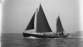 Black and white image of Blyth lifeboat, Joseph Adlam, while on trials