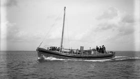 Black and white image of Cromer lifeboat, HF Bailey II/Canadian Pacific, while on trials
