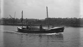 Black and white image of Filey lifeboat, The Cuttle, while on trials