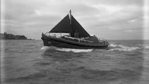Black and white image of Fleetwood lifeboat, Ann Letitia Russell, while on trials