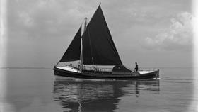 Black and white image of Teesmouth lifeboat, JW Archer, while on trials