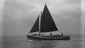 Black and white image of Barrow lifeboat, N.T., while on trials