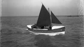 Black and white image of Kirkcudbright lifeboat, Morison Watson, while on trials