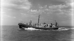Black and white image of Stromness lifeboat, Archibald and Alexander M Paterson, while on trials