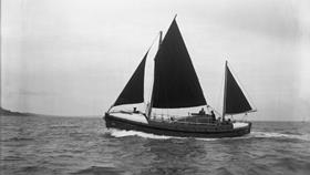 Black and white image of Dungeness lifeboat, Charles Cooper Henderson, while on trials