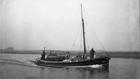 Black and white image of Lowestoft lifeboat, Michael Stephens, while on trials