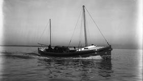 Black and white image of Ramsgate lifeboat, Prudential, while on trials