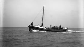 Black and white image of Southend-on-Sea lifeboat, Greater London (Civil Service No.3), while on trials