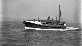 Black and white image of Walmer lifeboat, Charles Dibdin Civil Service No.2, while on trials