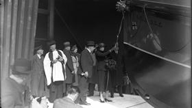 Black and white image of Naming Ceremony of Yarmouth lifeboat, S.G.E.