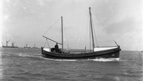 Black and white image of Reserve lifeboat (Selsey), Jane Holland, while on trials