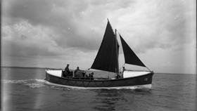 Black and white image of Exmouth lifeboat, Catherine Harriet Eaton, while on trials