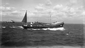 Black and white image of Ilfracombe lifeboat, Robert and Phemia Brown, while on trials