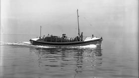 Black and white image of Appledore lifeboat, Violet Armstrong, while on trials