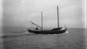 Black and white image of Penlee lifeboat, The Brothers, while on trials