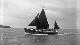 Black and white image of St Helier lifeboat, Howard D, while on trials