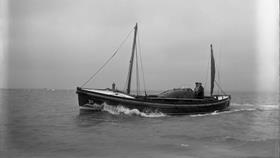 Black and white image of St Helier lifeboat, Howard D, while on trials