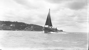 Black and white image of Holyhead lifeboat, A.E.D., while on trials