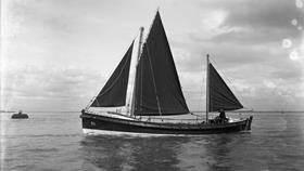 Black and white image of Barry Dock lifeboat, Prince David, while on trials