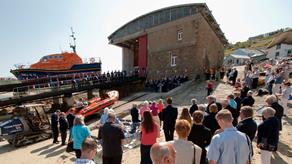 The St Buryan Male Voice Choir led in singing outside the Sennen Cove RNLI lifeboat station during the naming ceremony of the D-class inshore lifeboat Amy Brown D-763.