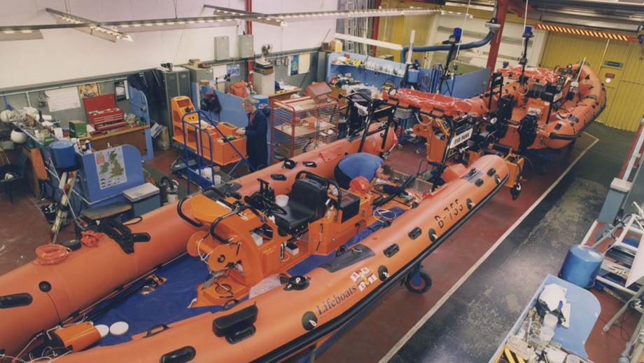Colour image of B class lifeboats being built