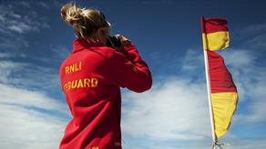 Lifeguard monitoring beach during the summer
