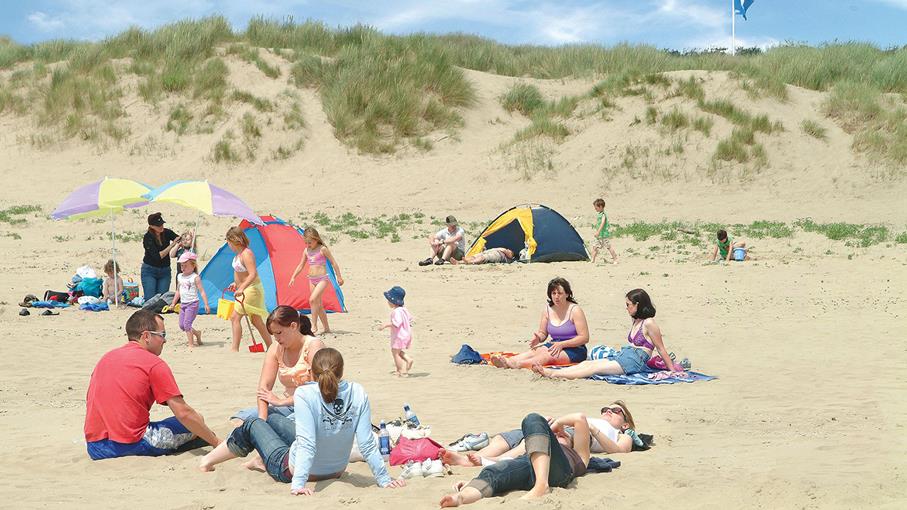 Pendine Beach at Carmarthen Bay in Carmarthenshire is an RNLI lifeguarded beach.