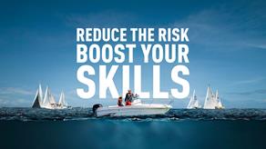 Blue sea and sky, with the wording: Reduce the risk, refresh your skills.