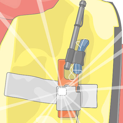 Graphic showing lifejacket light turned on