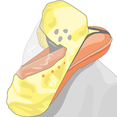 Graphic showing lifejacket spray hood