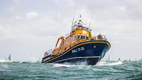 Yarmouth's Severn class lifeboat with sailing boats in the background