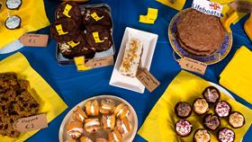 Table top sale of baked goods, fundraising in aid of the RNLI