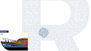 An infographic showing a close up on individual names on the decal of teh Wells lifeboat.