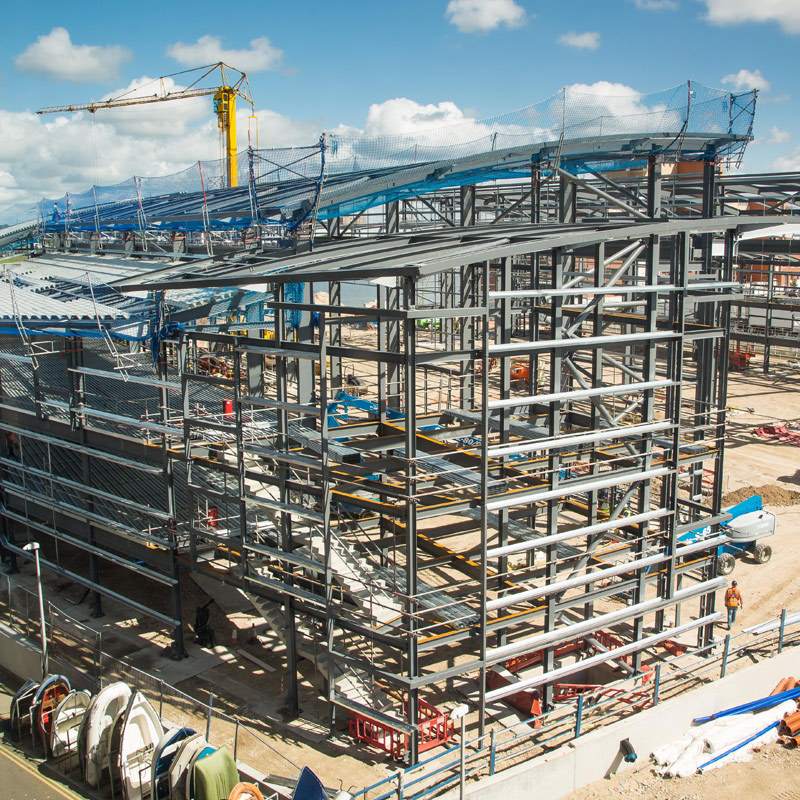he metal skeleton of the under construction All-weather Lifeboat Centre in Poole