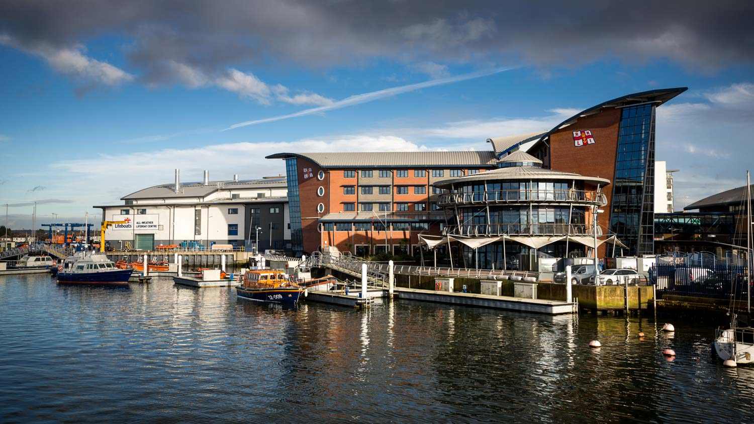The RNLI College sits beside Poole harbour